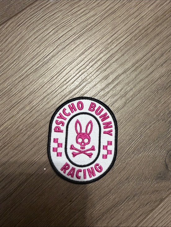 Psycho Bunny Accessories - Psycho Bunny Pink & White Racing Embroidered Patch @@@@
